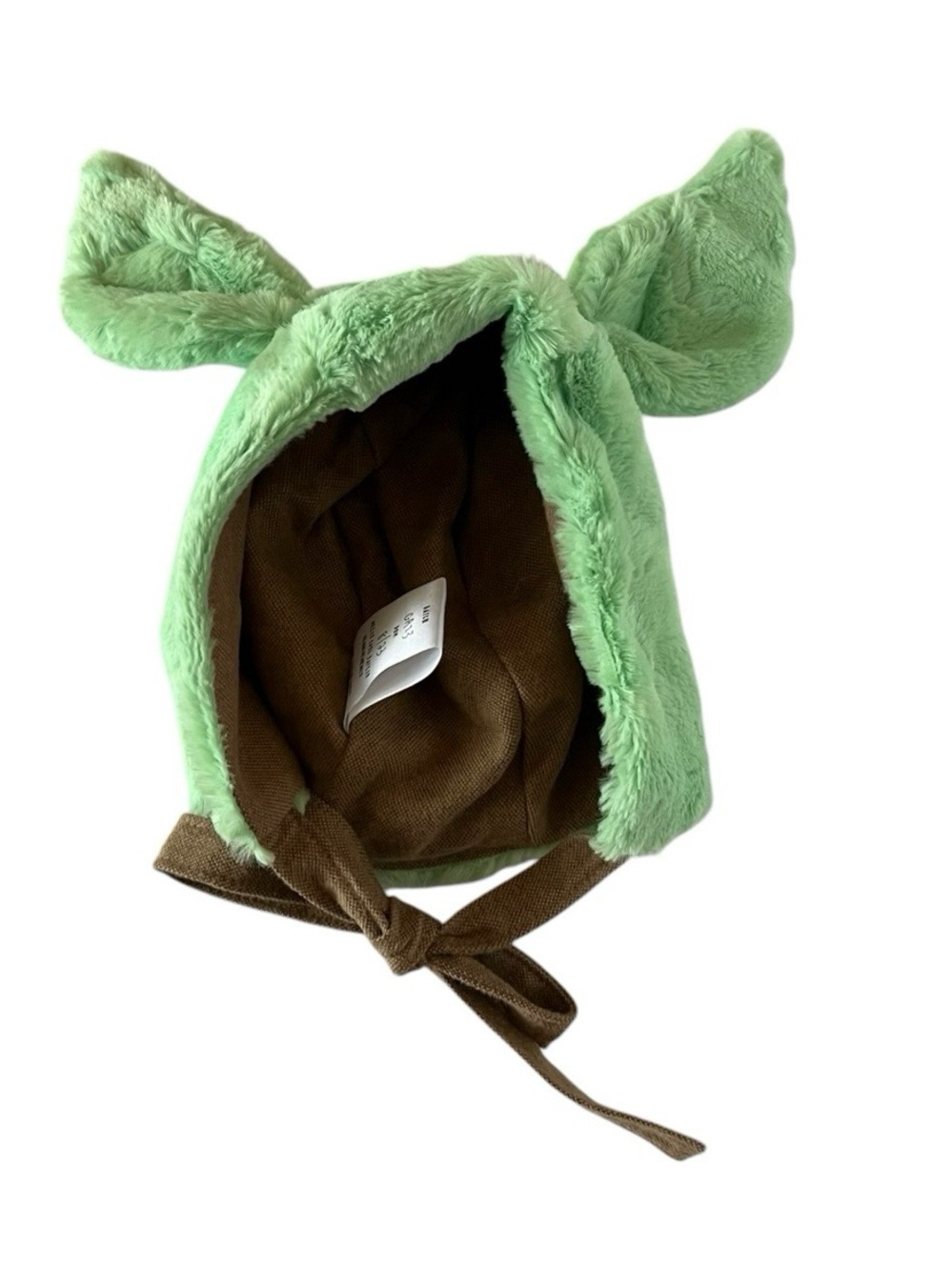 Plush Bunny Ear Kids Hat in Mint Green with Brown Ties